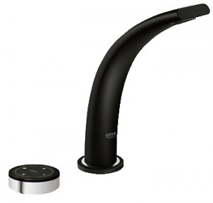Смеситель для раковины электронный сенсорный с донным клапаном Grohe Ondus черный 36079KS0