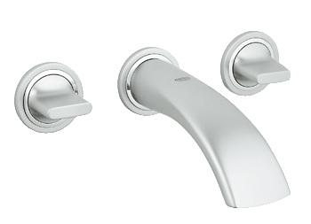 Смеситель для раковины настенный каскадный с донным клапаном Grohe Ondus хром матовый 20152BS0