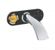 Смеситель для раковины электронный настенный с донным клапаном каскадный Grohe Ondus матовый хром 36045BS0