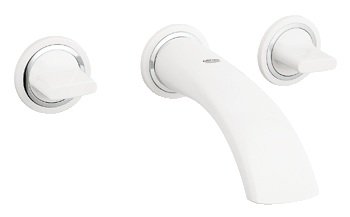 Змішувач для раковини двухвентильний настінний каскадний з донним клапаном Grohe Ondus білий 20152LS0