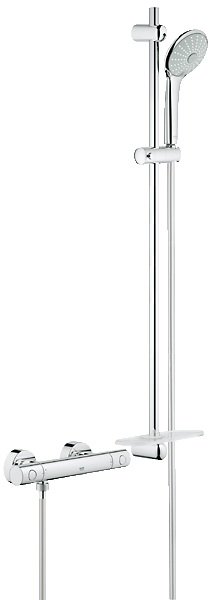 Змішувач для душа двухвентильний з термостатом Grohe Grohtherm 1000 с душовим набором хром 34321001