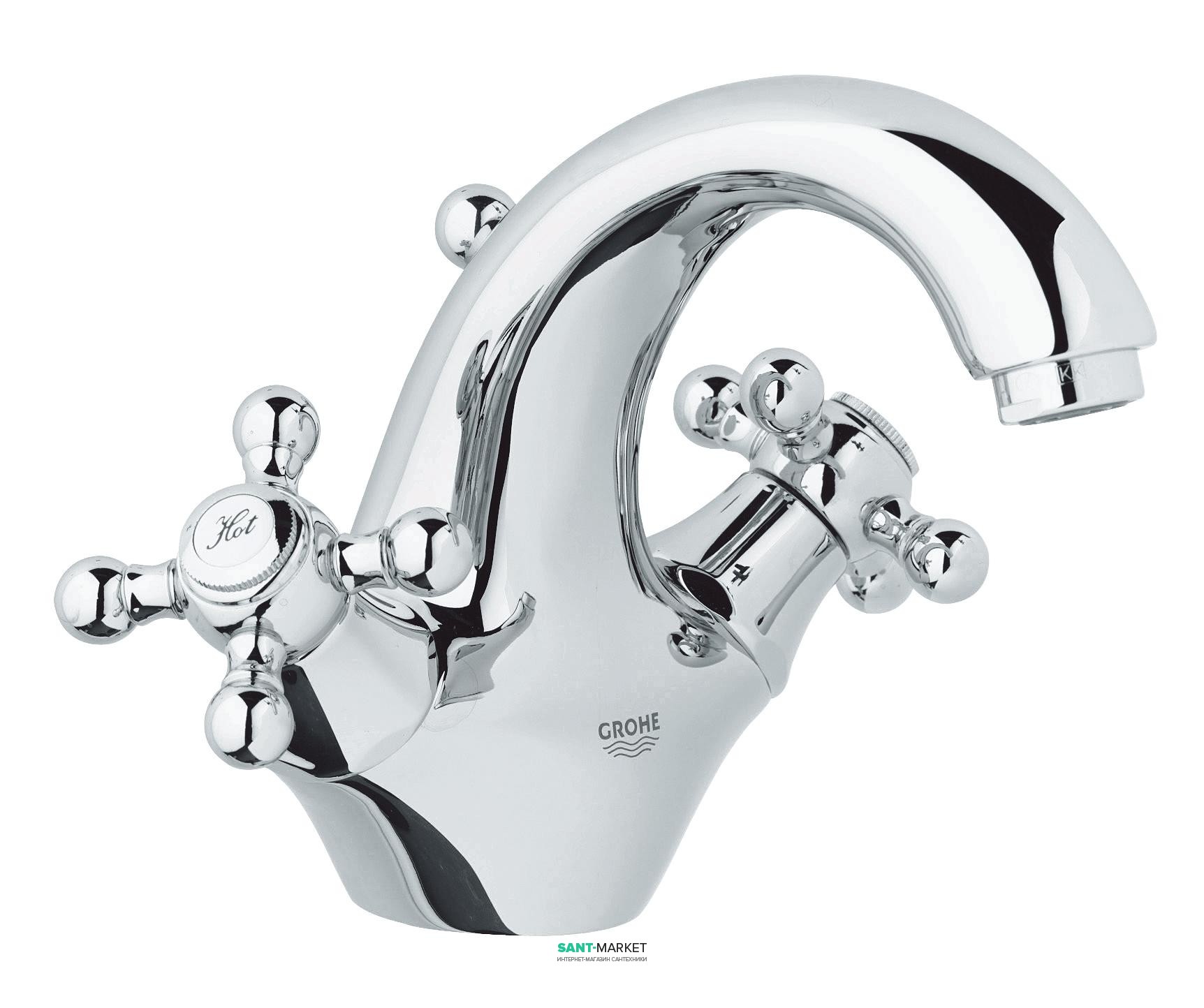 Змішувач для раковини двухвентильний з донним клапаном Grohe колекція Sinfonia хром 21012000