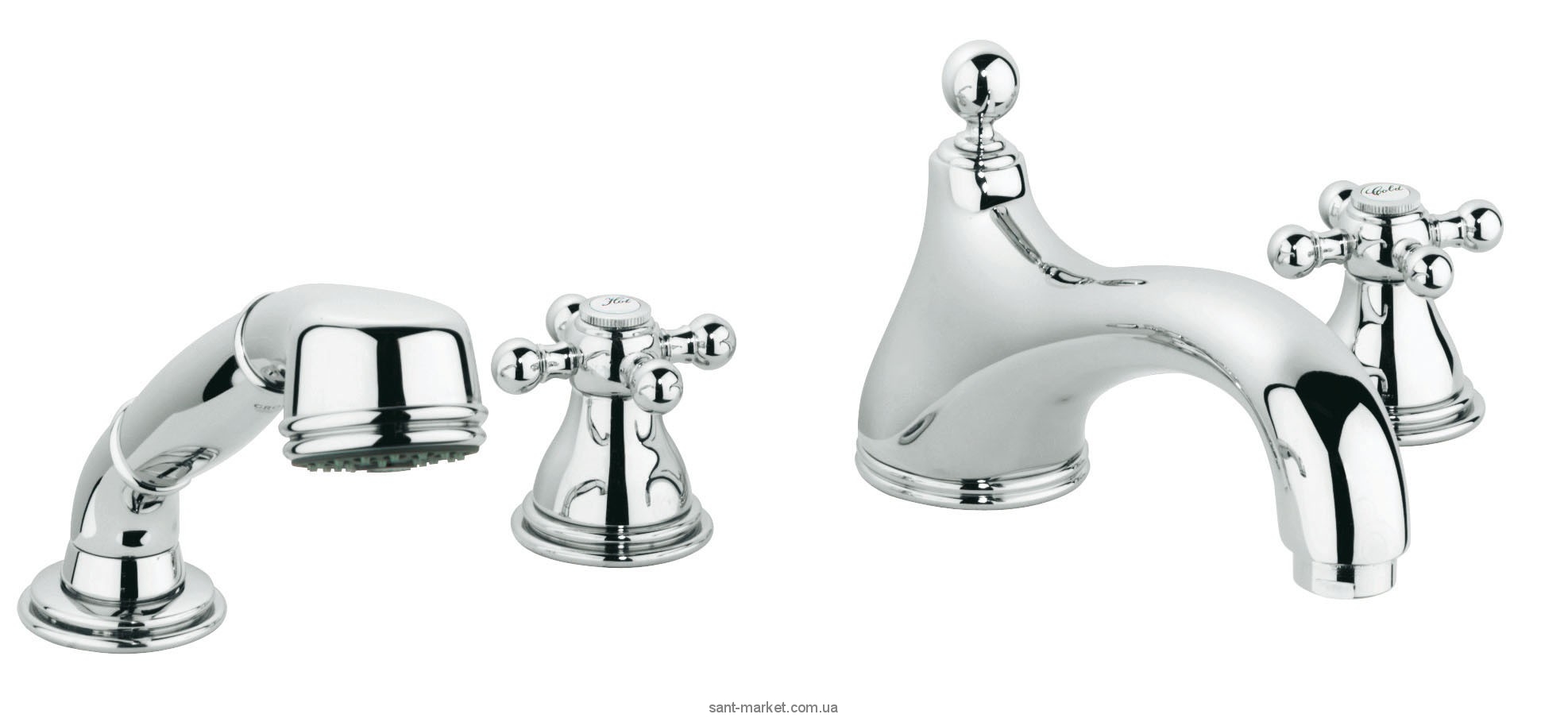 Смеситель двухвентильный на борт ванны с душем Grohe коллекция Sinfonia хром 25032000