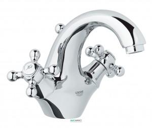 Смеситель для раковины двухвентильный с донным клапаном Grohe коллекция Sinfonia хром 21012000