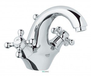 Смеситель для раковины двухвентильный с донным клапаном Grohe коллекция Sinfonia хром 21012000