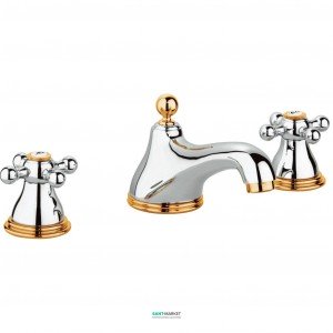 Смеситель для раковины двухвентильный с донным клапаном скрытый Grohe Sinfonia хром/золото 20014IG0