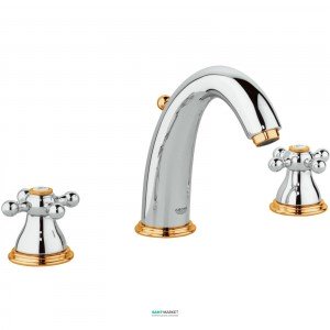 Смеситель для раковины двухвентильный с донным клапаном скрытый Grohe Sinfonia хром/золото 20015IG0