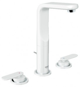 Смеситель для раковины двухрычажный с донным клапаном скрытый высокий Grohe Veris белый 20180LS0