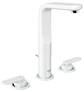 Смеситель для раковины двухрычажный с донным клапаном скрытый высокий Grohe Veris белый 20180LS0
