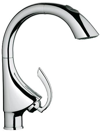 Смеситель для кухни с выдвижной лейкой GROHE K4 однорычажный нержавеющая сталь 33782SD0