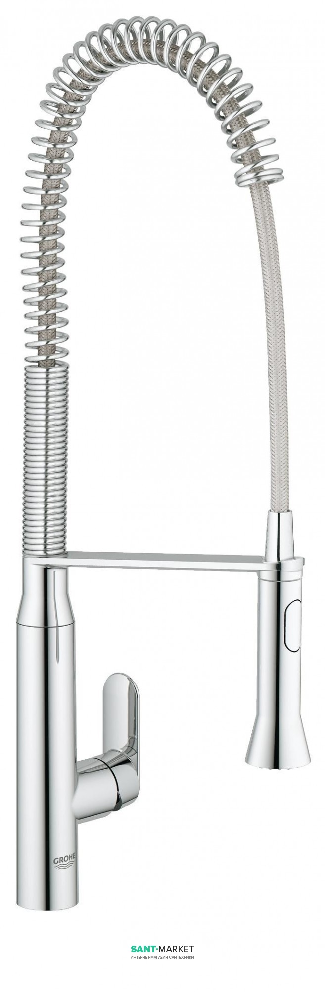 Смеситель для кухни с выдвижной лейкой GROHE K7 однорычажный высокий излив 32950000