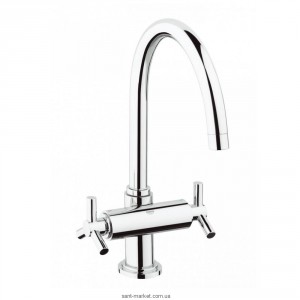 Смеситель для раковины двухвентильный с донным клапаном Grohe коллекция Atrio хром 21033000