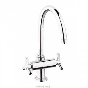 Смеситель для раковины двухвентильный с донным клапаном Grohe коллекция Atrio хром 21033000