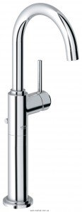 Смеситель для раковины однорычажный с донным клапаном высокий Grohe коллекция Atrio хром 32647001