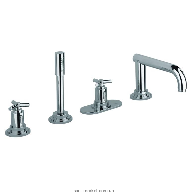 Смеситель двухвентильный на борт ванны с душем Grohe коллекция Atrio хром 19141000
