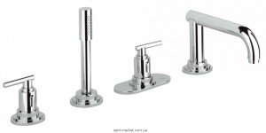 Смеситель двухвентильный на борт ванны с душем Grohe коллекция Atrio хром 19142000
