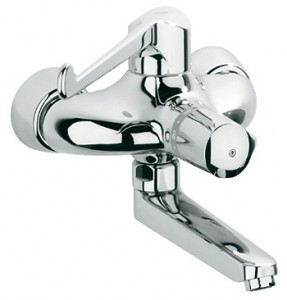 Смеситель для раковины с термостатом однорычажный настенный Grohe Grohtherm Ergomix хром 34018000