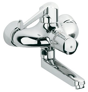 Смеситель для раковины с термостатом однорычажный настенный Grohe Grohtherm Ergomix хром 34018000