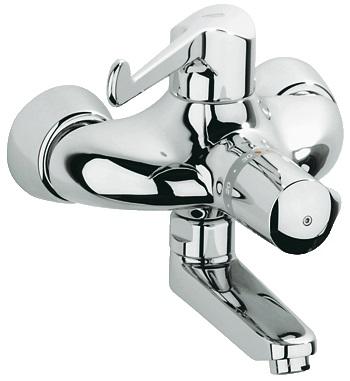 Смеситель для раковины с термостатом однорычажный настенный Grohe Grohtherm Ergomix хром 34019000