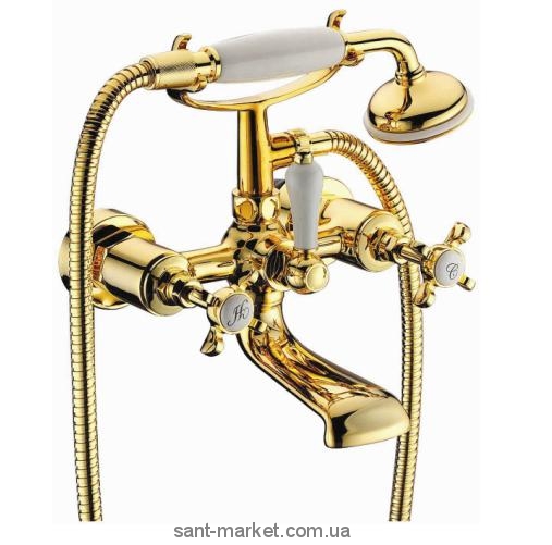 Змішувач двохвентильний для ванни з душем Imprese колекція Cuthna золото 10280 zlato-n