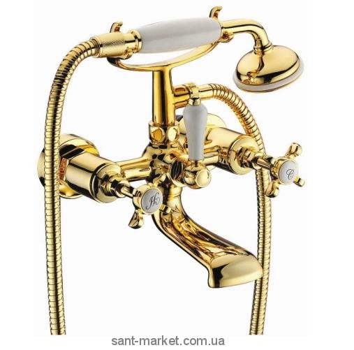 Змішувач двохвентильний для ванни з душем Imprese колекція Cuthna золото 10280 zlato-n