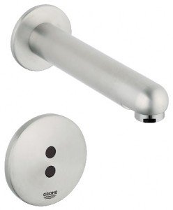 Смеситель для раковины электронный сенсорный настенный Grohe Europlus E суперсталь 36042SD0