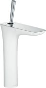 Змішувач для раковини з джойстиком і донним клапаном високий Hansgrohe PuraVida хром / білий 15081400