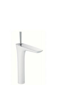 Змішувач для раковини з джойстиком і донним клапаном високий Hansgrohe PuraVida хром / білий 15072400