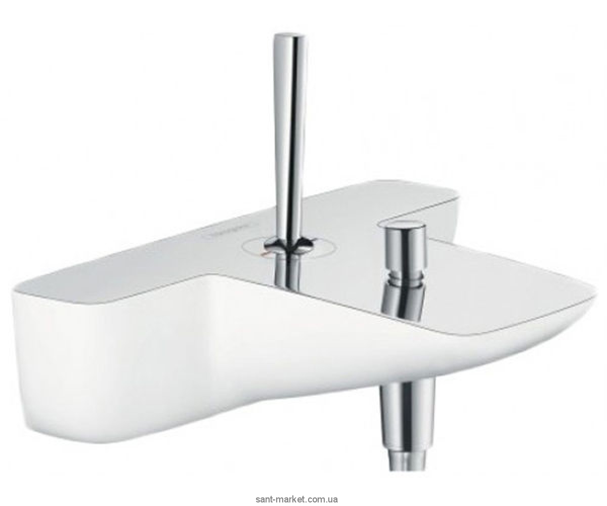 Змішувач з джойстиком для ванни з коротким виливом Hansgrohe колекція PuraVida білий / хром 15472400