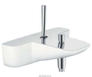 Смеситель с джойстиком для ванны с коротким изливом Hansgrohe коллекция PuraVida белый/хром 15472400