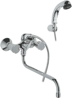 Смеситель двухвентильный с длинным изливом и душем Grohe коллекция Costa L хром 26790000