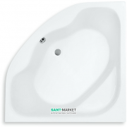 Ванна акриловая угловая PoolSpa коллекция Klio Sym 133х133 с ножками белый PWS3510ZN000000