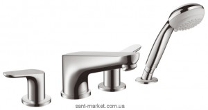 Змішувач двохвентильний на борт ванни з душем Hansgrohe колекція Focus E2 хром 31936000