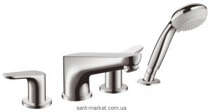 Смеситель двухвентильный на борт ванны с душем Hansgrohe коллекция Focus E2 хром 31936000