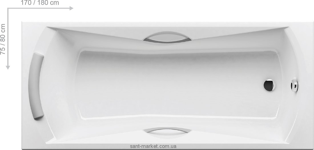 Ванна акрилова прямокутна Ravak колекція Sonata 180х80х47 CW01000000