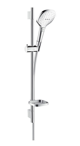 Душевой гарнитур со штангой Hansgrohe коллекция Raindance Select E с мыльницей хром/белый 26620400