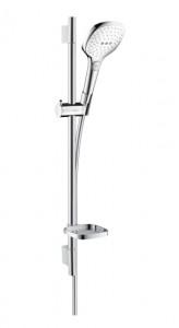 Душевой гарнитур со штангой Hansgrohe коллекция Raindance Select E с мыльницей хром/белый 26620400