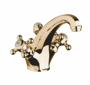 Смеситель для раковины двухвентильный с донным клапаном Kludi коллекция Adlon золото 510104520