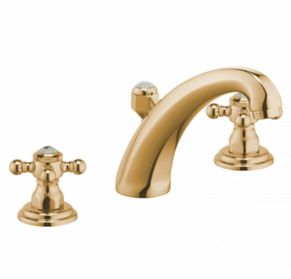 Смеситель для раковины двухвентильный скрытый с донным клапаном Kludi Adlon золото 510434520