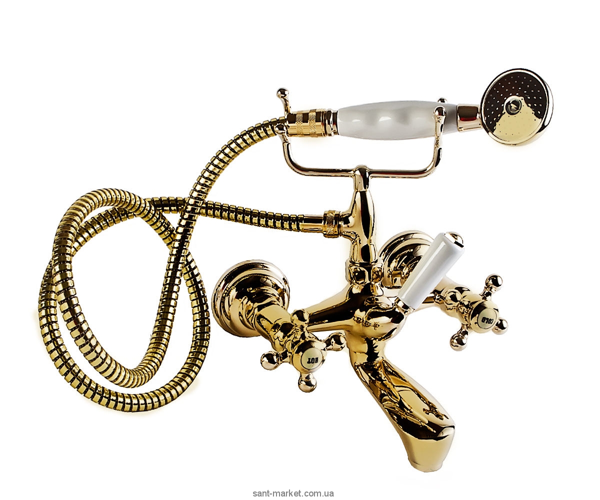 Змішувач двохвентильний для ванни з душем Kludi колекція Adlon золото 514414520