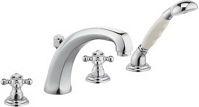 Смеситель двухвентильный на борт ванны с душем Kludi коллекция Adlon хром/белый 515240520