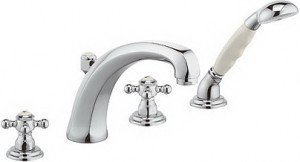 Смеситель двухвентильный на борт ванны с душем Kludi коллекция Adlon хром/белый 515240520