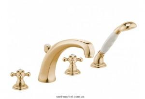 Смеситель двухвентильный на борт ванны с душем Kludi коллекция Adlon белый/золото 515244520