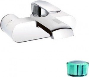 Смеситель однорычажный для ванны с коротким изливом Kludi коллекция Joop! хром/зеленый 55443H775