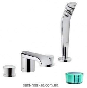 Смеситель двухвентильный на борт ванны с душем Kludi коллекция Joop! хром/зеленый 55424H705