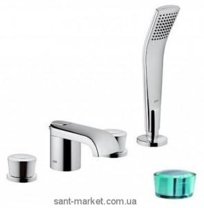 Смеситель двухвентильный на борт ванны с душем Kludi коллекция Joop! хром/зеленый 55424H705