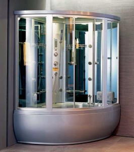 Паровой гидробокс угловой Appollo Guci-856 148x148x220 с ванной четверть круга