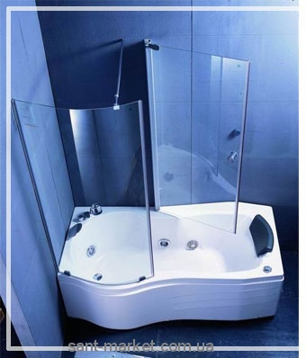 Ванна гідромасажна акрилова Appollo 177х85х217 L А-0866 + душова кабінка