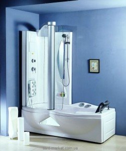 Ванна гідромасажна акрилова Appollo 177х85х217 L А-0833 + душова кабінка