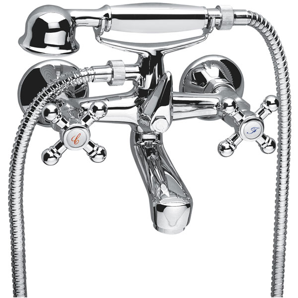 Змішувач двохвентильний для ванни з душем Ferro колекція Retro хром XR 11